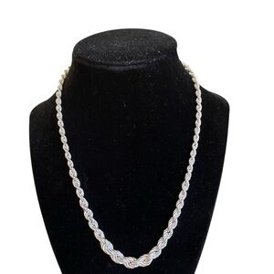 Silver Rope Chain Necklace, 18”, Marked 925, 
19 g.